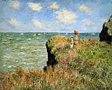 Stroll At The Rocks Of Pourville by Claude Monet